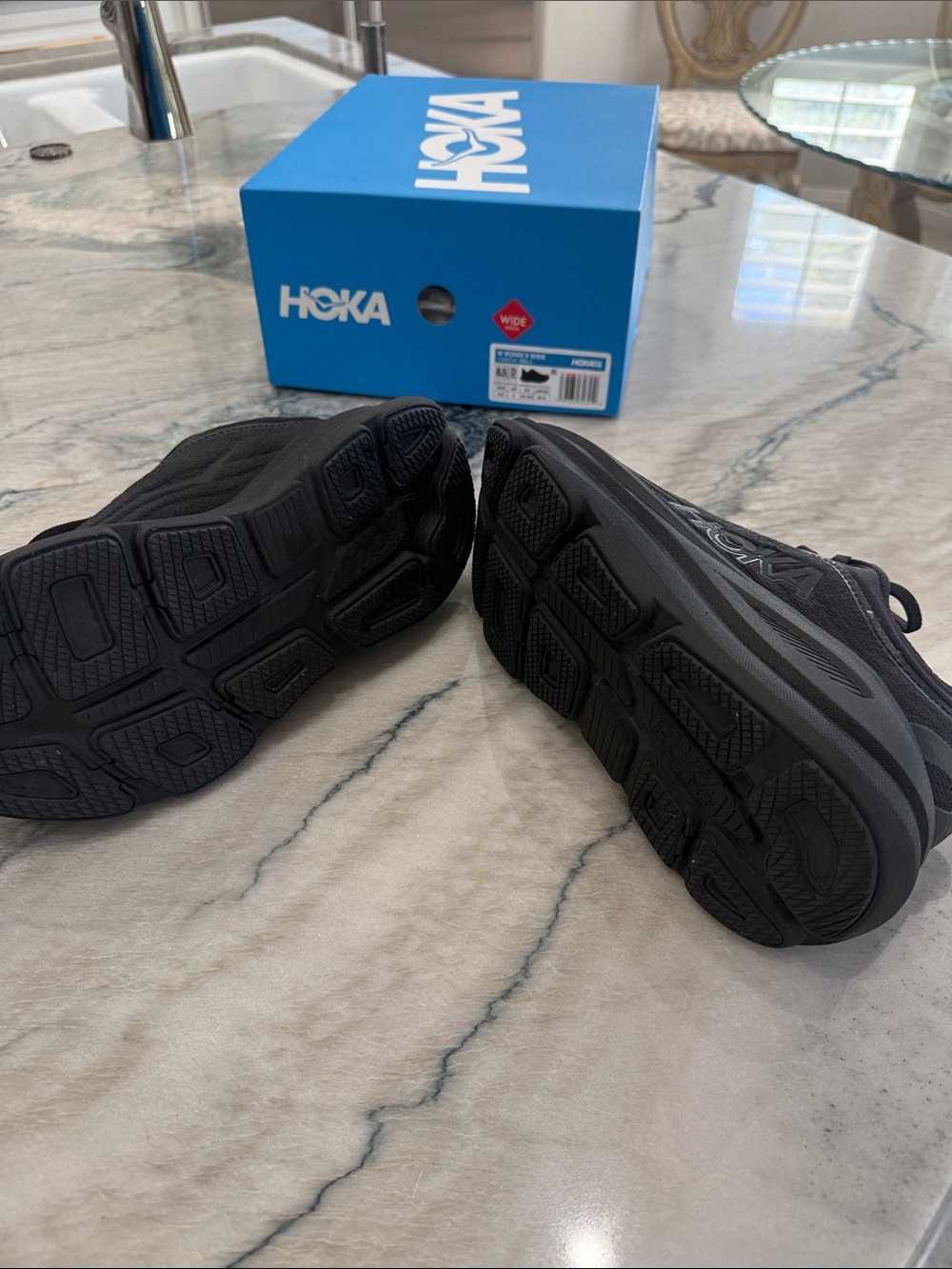Hoka Bondi 9 Black Performance Running Sneakers Size 8.5 Wide width - Picture 8 of 10